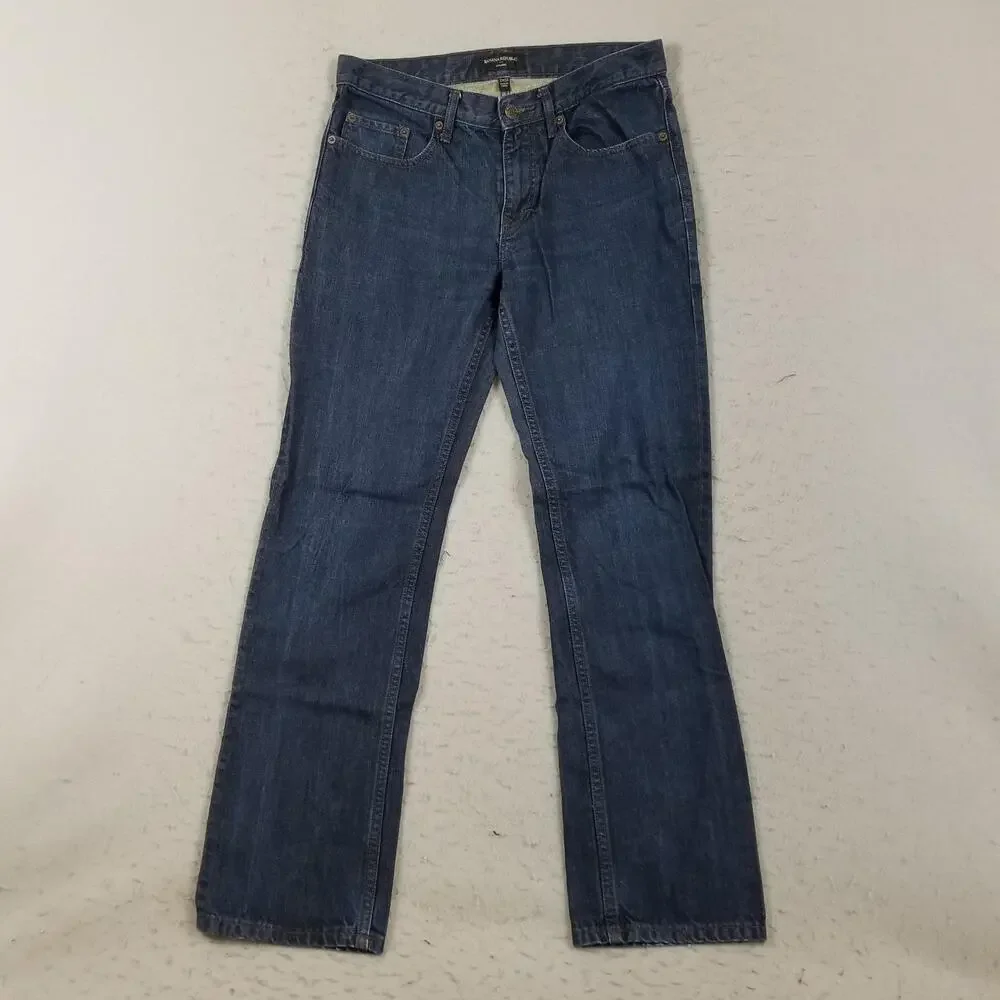 Banana Republic Jeans Mens 31x30 Blue Denim Straight Five Pocket Classic Casual‎
